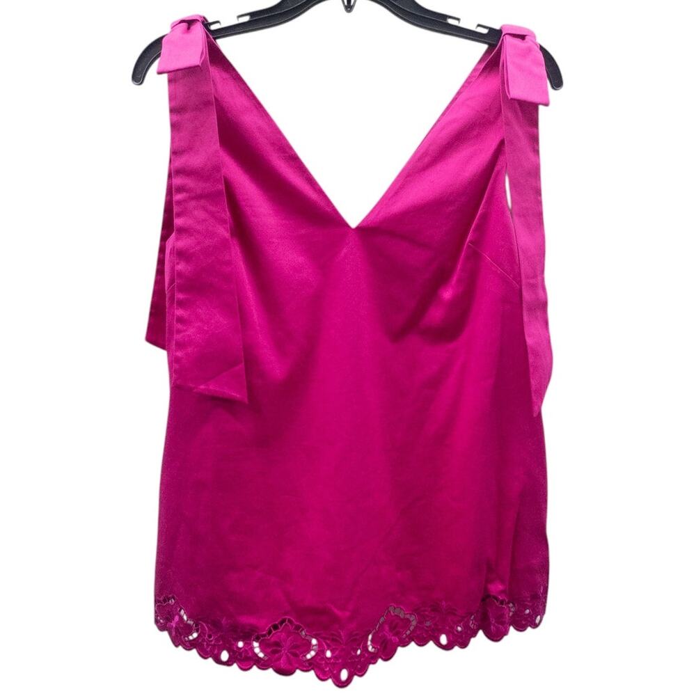 Ted Baker Daynaa Tank Top Hot Pink Bow Shoulder Sleeveless V-Neck XS S M 1 2 3